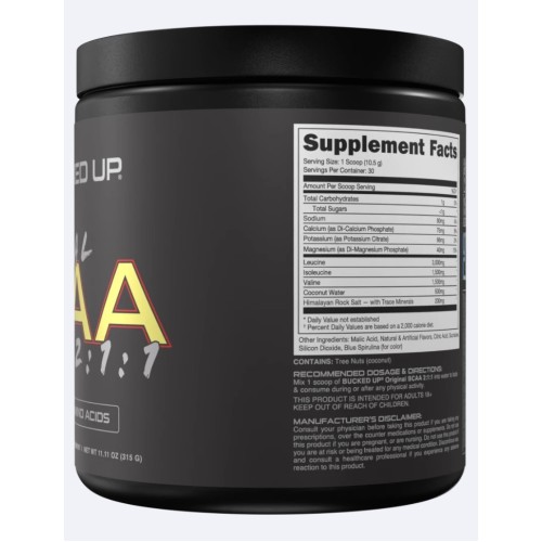 BUCKED UP, PREMIUM Original BCAA 2:1:1, вкус Blue Pineapple (Голубой ананас), 315 г (30 порций)